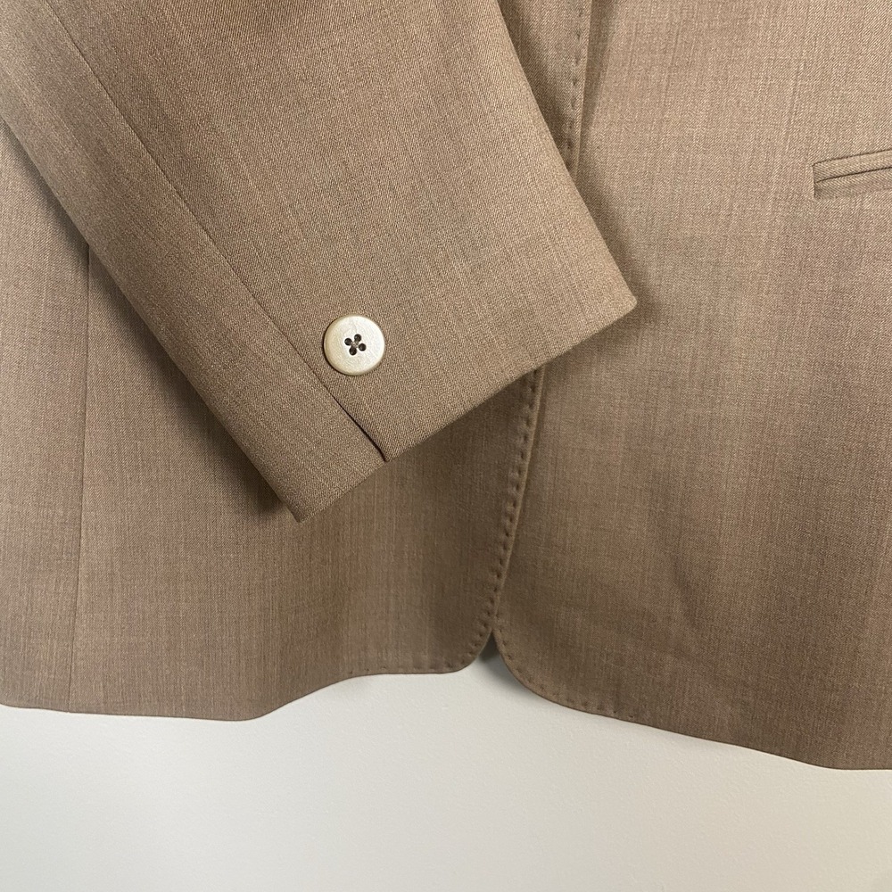 Lafayette 148 New York Tan Wool Blend Tailored Blazer Jacket Size 10 Career - Picture 6 of 12
